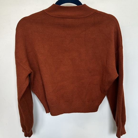 Twik Puff Sleeve Cropped Mock Neck Sweater - Picture 3 of 4